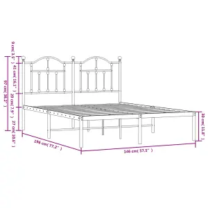 Berkfield Metal Bed Frame with Headboard Black 140x190 cm