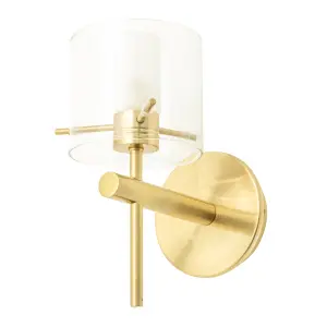 Litecraft Lincoln Brass 1 Lamp Glass Wall Light