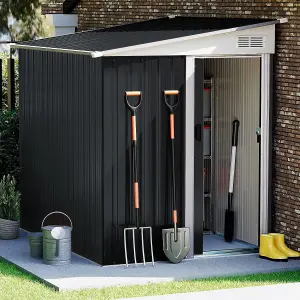 Outdoor Shed with Sliding Door Pent Roof Garden Tool Shed Outdoor Patio Storage House, 5 x 7ft