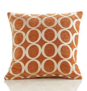 Oh 45cm x 45cm Luxury Geometric Chenille Cushion Orange