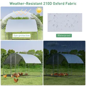 Costway 1.9 x 2.8 M Large Metal Chicken Coop Walk-in Poultry Cage W/ Waterproof Sun-protective Cover