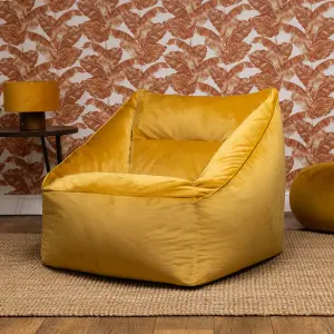 icon Natalia Velvet Armchair Bean Bag Ochre Yellow Giant Bean Bag Chair