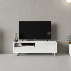 TV Unit 120cm Sideboard Cabinet Cupboard TV Stand Living Room High Gloss Doors - White