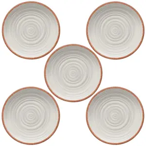 Purely Home Rustic Swirl Ivory Melamine Dinner Plates - Set of 5