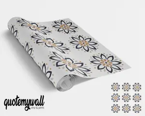 QuoteMyWall Floral Dot Pattern Tile Wrap Adhesive Sticker For Furniture & Kitchen Worktops