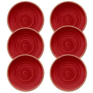 Purely Home Rustic Swirl Red Melamine Dinner Plates - Set of 6