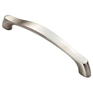 Chunky Arched Grip Pull Handle 194 x 17mm 160mm Fixing Centres Satin Nickel