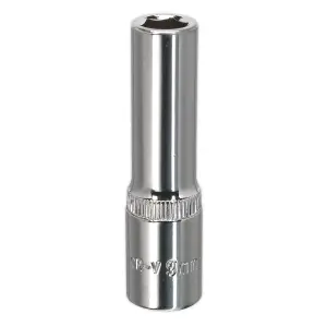 Sealey 9mm 3/8" Square Deep WallDrive Socket Fully Polished Finish Tool SP3809D