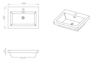 Keenware KVU-060 Dalston Square 600mm 2 Draw Vanity Unit: Sapphire Blue