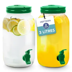 HEFTMAN Plastic Drinks Dispenser 3L Green - 2 Pack