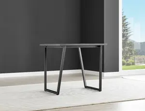 Furniturebox UK Carson White Marble Effect Square Dining Table & 2 Black Willow Chairs