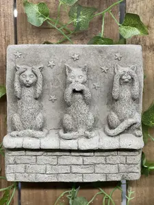 Stone cast Three Wise cat Wall Plaque