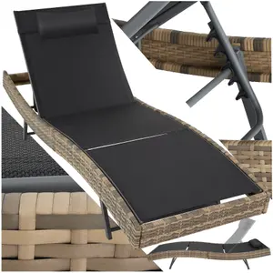 Sun Lounger Moana - weather & UV-resistant, 6 position backrest, removable pillow - nature