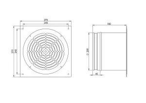 Metal Extractor Fan 200mm / 340m3/h Low Pressure Ventilator