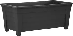 simpa Grosvenor 55cm Black Plastic Trough Garden Planter Pot