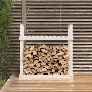 Berkfield Firewood Rack White 110x35x108.5 cm Solid Wood Pine