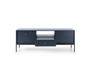 Mono TV Cabinet in Navy - Stylish and Functional Entertainment Centre with Drawer and Doors (W1540mm x H560mm x D390mm)