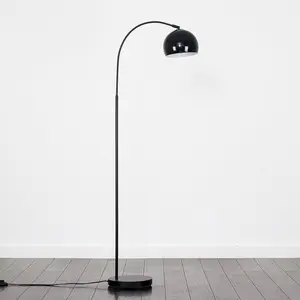 Derosier 152cm Arched Floor Lamp Black / Black