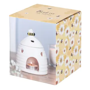 White Ceramic Bee Hive Design Oil Burner and Wax Warmer (Dia) 11 cm