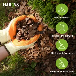 Hardys 60L Organic Mini Wood Bark Mulch - Spruce Chippings, Ideal for Ground Cover, Landscaping, Top Dressing, Root Insulation