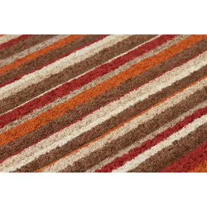 Modern Easy to Clean Multicoloured Striped Rug for Dining Room-200cm X 285cm