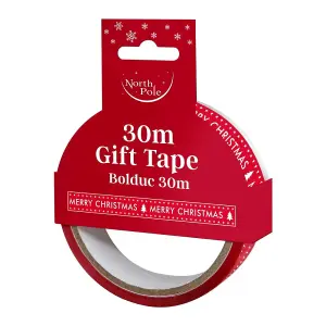 Eurowrap Printed Christmas Gift Tape Red/White (One Size)