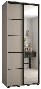 Elegant Dakota V Sliding Door Wardrobe W1200mm H2350mm D600mm with Mirrored Door in Cashmere & Black Finish