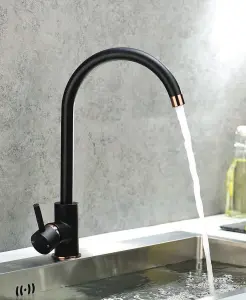 Keenware KKT-540 Knightsbridge Contemporary Monobloc Kitchen Mixer Tap: Black & Rose Gold