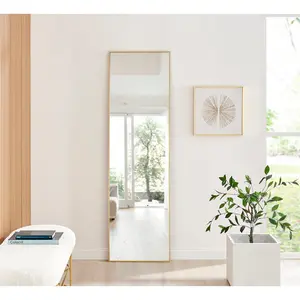 Alcantera Rectangle Metal Frame Wall Mirror Simple and Elegant Modern Design Gold / 170cm H x 50cm W