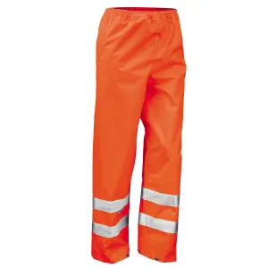 SAFE-GUARD by Result Mens Hi-Vis Waterproof Safety Trousers Orange (S-M)