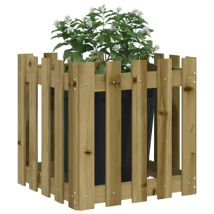 Berkfield Garden Planter with Fence Design 50x50x50 cm Impregnated Wood Pine