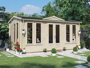 Dunster House Log Cabin 5m x 4m Summer House Garden Office Outdoor Room DIY Building GhostFlower