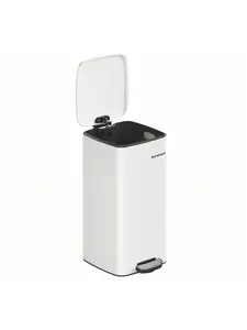 SONGMICS Kitchen Bin, 8-Gallon (30 L) Trash Bin, Steel Pedal Bin, With Inner Bucket, Soft Close And Stays Open