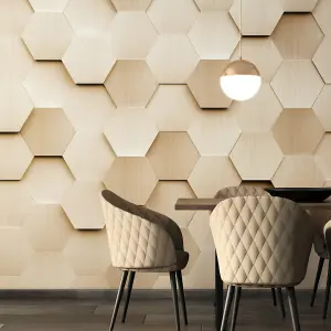 Origin Murals Gold Metal Geometric Hexagons Matt Smooth Paste the Wall Mural 300cm wide x 240cm high