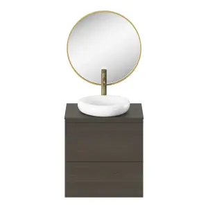 GoodHome Tisa Gold effect Round Wall-mounted Bathroom Mirror (H)60cm (W)60cm