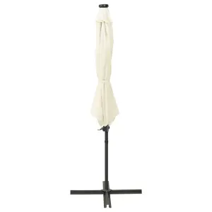 Berkfield Cantilever Umbrella with Pole and LED Lights Sand 300 cm