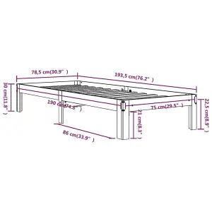 Berkfield Bed Frame Solid Wood 75x190 cm Small Single