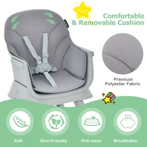 Costway 6-in-1 Baby High Chair Infant Feeding Chair Kids Stool w/Removable Tray & Cushion