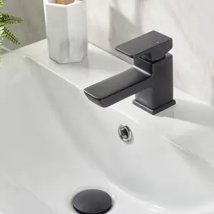 Bristan Noctis Small Black Square Deck Mixer Tap