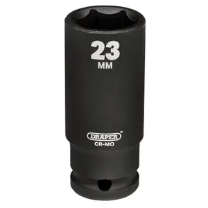 Draper Hi-TORQ Deep Impact Socket, 1/2" Sq. Dr., 23mm 20192