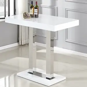 Caprice White High Gloss Bar Table 4 Copez Black White Stools