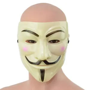 Shatchi 4Pcs V for Vendetta Mask Anonymous Guy Fawkes Halloween Masquerade Unisex-Adult Brown One Size