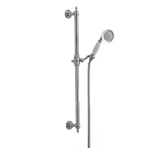 Nes Home Alice Cross Exposed Thermostatic Mixer Valve, Slider Rail & Handset Chrome/White