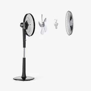 Pro Breeze 16" Pedestal Fan - Low Energy DC Motor, 3 Operating Modes & Remote Control - Black