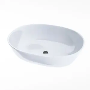 Nes Home Alveley 480 x 350mm Oval Cloakroom Counter Top Basin Sink Bowl Gloss White