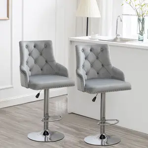 Montevallo Height Adjustable Swivel Bar Stool (Set of 2) Grey