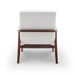 Boucle Teddy Fabric Accent Chair in White