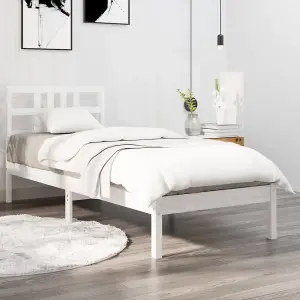 Berkfield Bed Frame White Solid Wood 90x200 cm