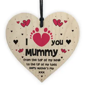 Mothers Day Gift From Baby Daughter Son Wood Heart Love Gift For Mummy Keepsake