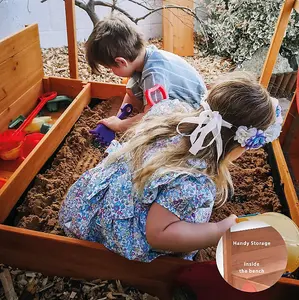 Sandpit - Choo Choo Train - Wooden Sand Pit with Sun Protection & Storage